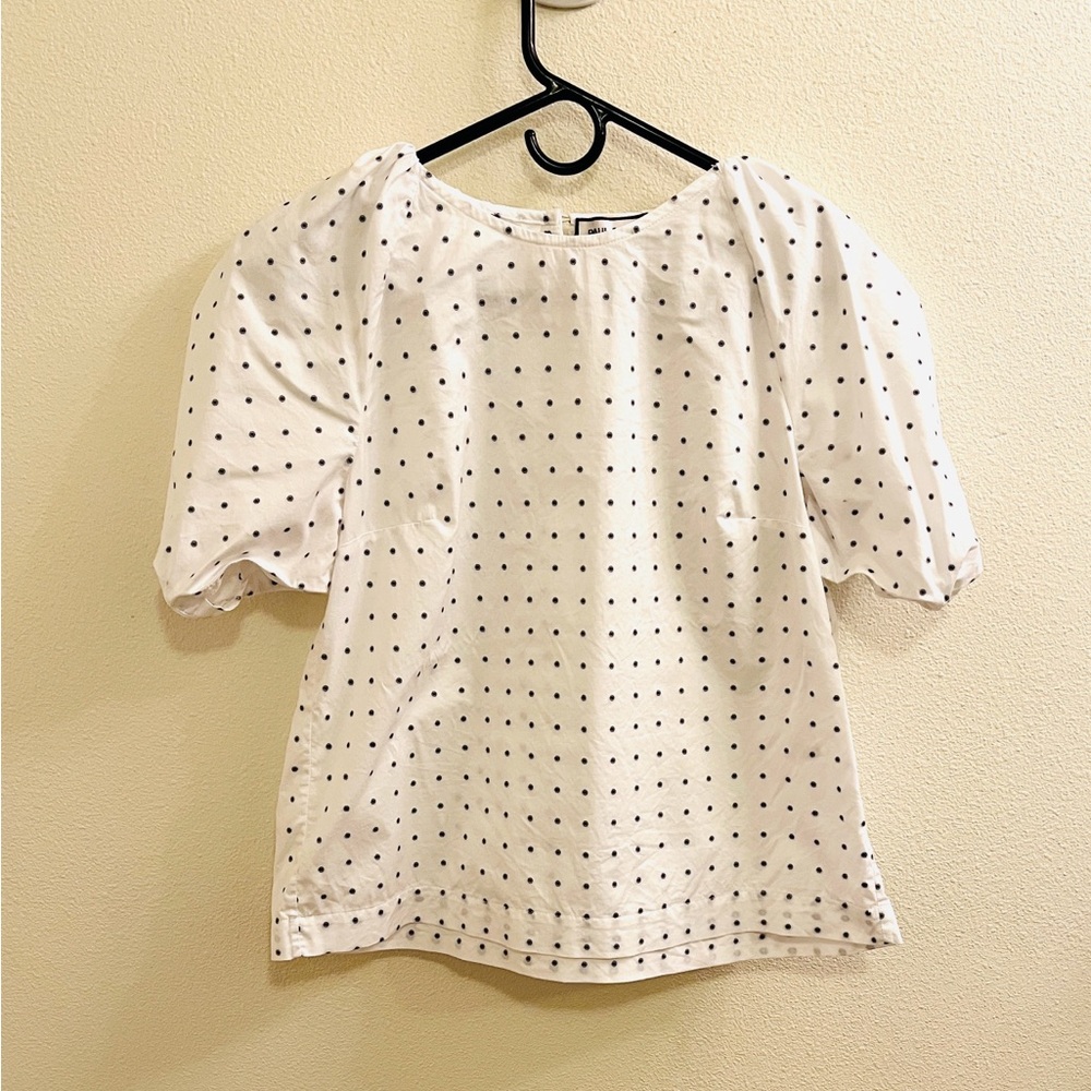 Paul & Joe White Blouse with Black Polka Dots